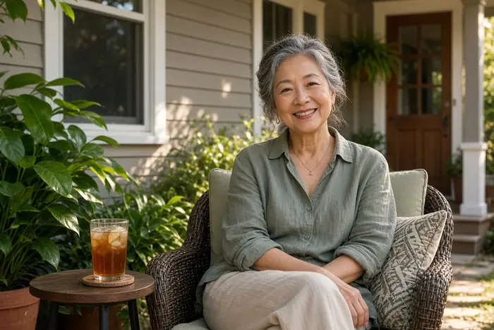 Relaxed homeowner on a Florida porch after a hassle-free cash sale